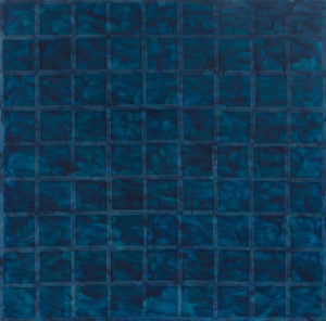 Sergio Lombardo, Azzurro 81, 1958, collage and enamel on canavas, cm 200x200, Courtesy the Artist and 1/9unosunove