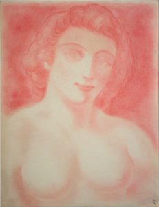 Aligi Sassu, Figura femminile, 1938, Matita colorata su carta, cm 31,9x24,4