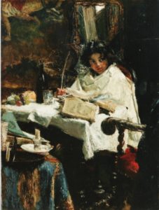 Antonio Mancini, Bambina che legge, 1878, olio su tela cm 60x45 