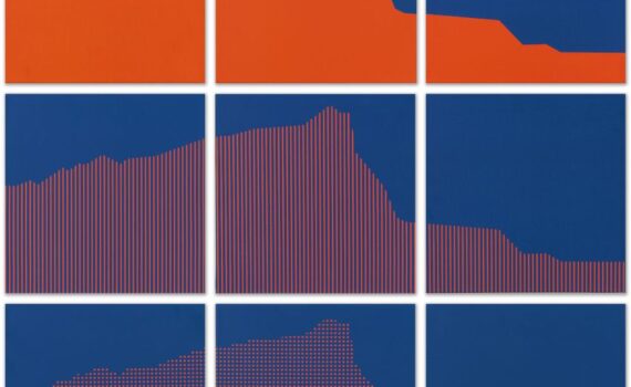 Vera-Molnar-No-1-Sainte-Victoire-orange-et-bleu-2017-szitanyomat-vaesznon-9-x-40x40-cm