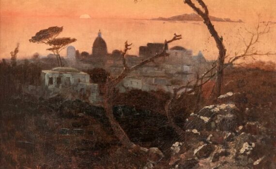 Mario-De-Maria-Veduta-di-Capri-con-tramonto-1887-olio-su-tela-43x55-cm