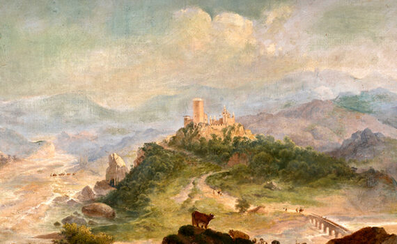 Ottavio-Campedelli-attr-Veduta-di-Ponte-di-Riola-con-la-Rocchetta-Mattei-1850-ca